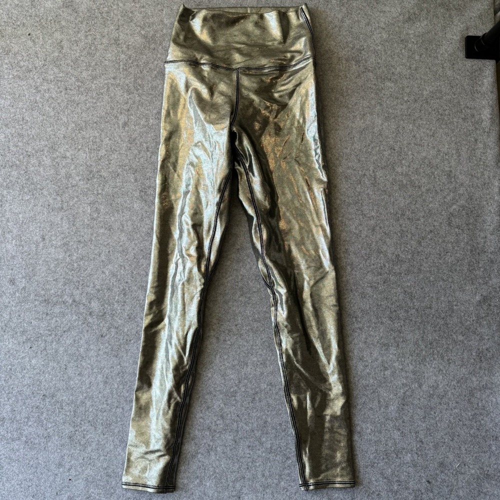 Brittany Allen High-Waisted Leggings Medium Silver Metallic Nylon Spandex